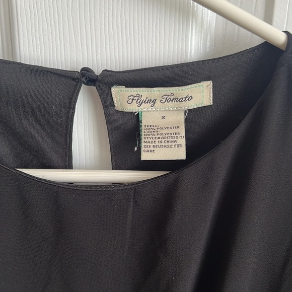 Flying Tomato Black Long Sleeve Dress Ruffle Hem Tie Waist Womens Small‎ - Picture 2 of 10